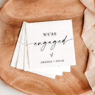 We're Engaged Napkins, Minimalist Engagement Party Napkins