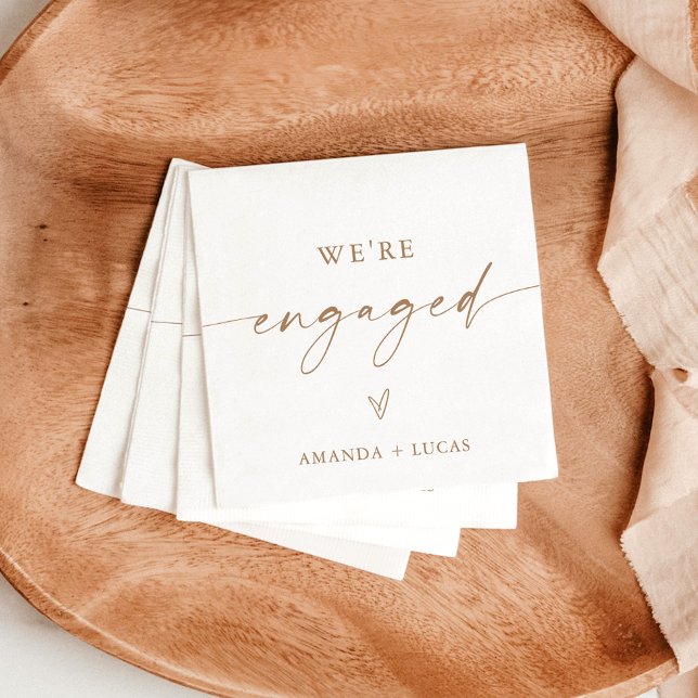 We're Engaged Napkins, Modern Engagement Party Napkins (Creator Uploaded)