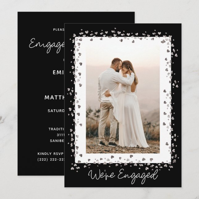 We're Engaged Personalized Photo Engagement Party Invitation (Front/Back)