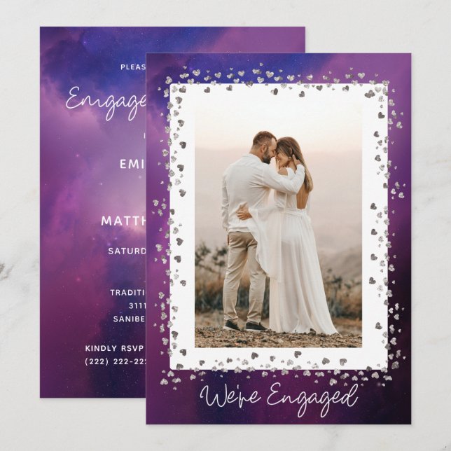 We're Engaged Personalized Photo Engagement Party Invitation (Front/Back)