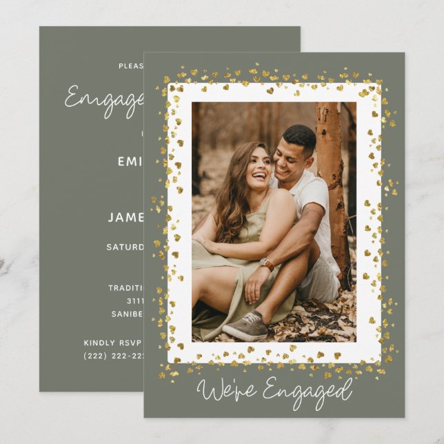 We're Engaged Personalized Photo Engagement Party Invitation (Front/Back)