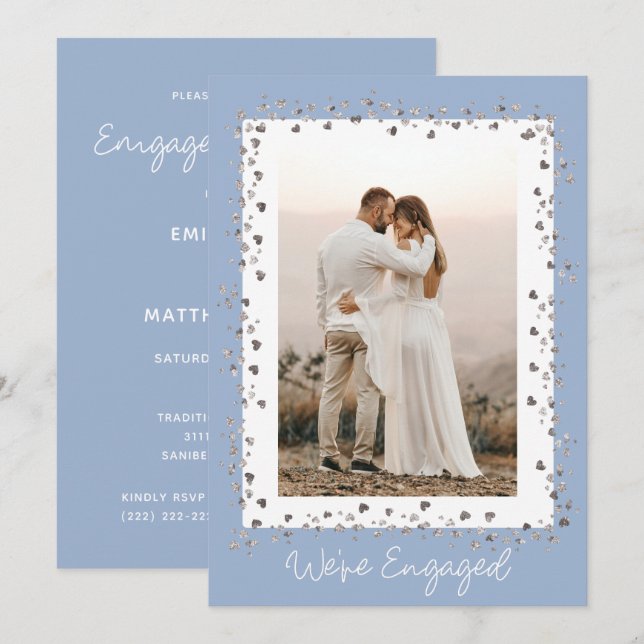 We're Engaged Personalized Photo Engagement Party Invitation (Front/Back)