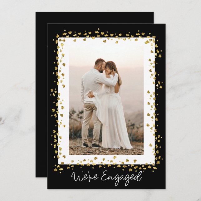 We're Engaged Personalized Photo Engagement Party Invitation (Front/Back)