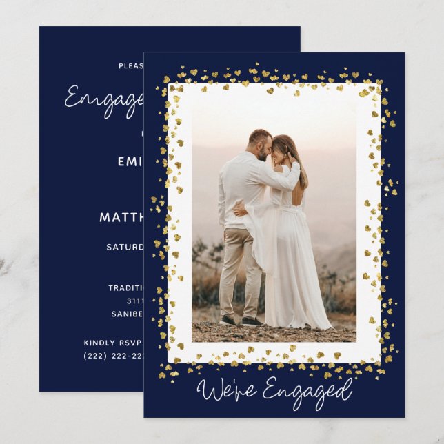 We're Engaged Personalized Photo Engagement Party Invitation (Front/Back)