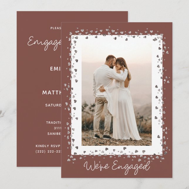 We're Engaged Personalized Photo Engagement Party Invitation (Front/Back)