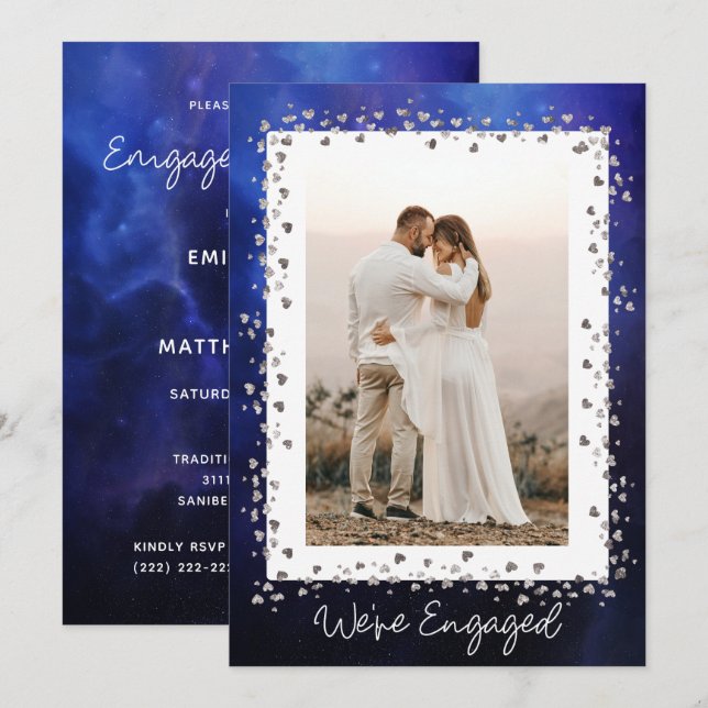 We're Engaged Personalized Photo Engagement Party Invitation (Front/Back)