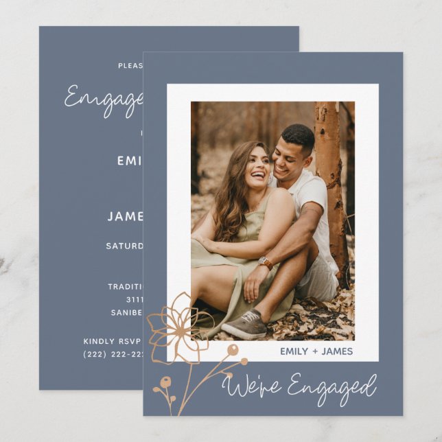 We're Engaged Personalized Photo Engagement Party Invitation (Front/Back)