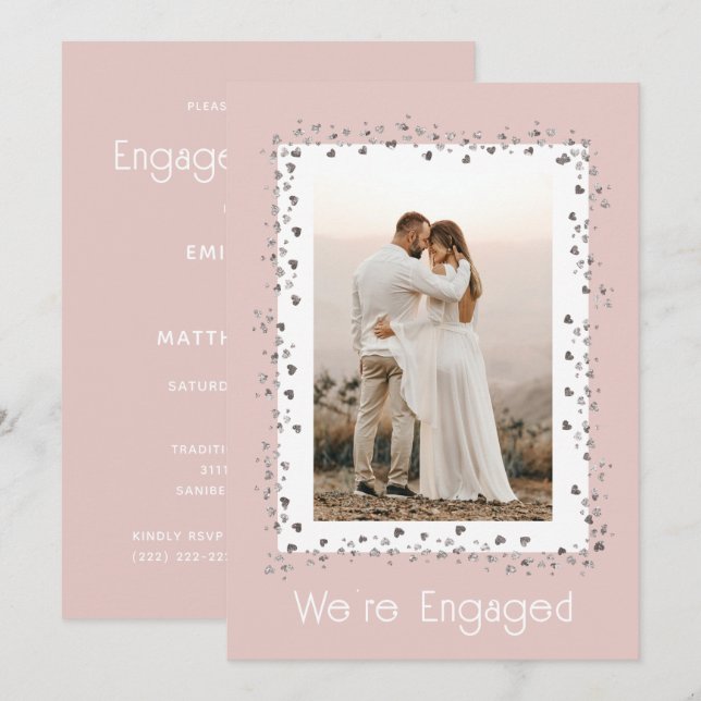 We're Engaged Personalized Photo Engagement Party Invitation (Front/Back)