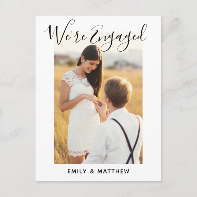 We're Engaged Personalized Photo Engagement Party Postcard (Front)