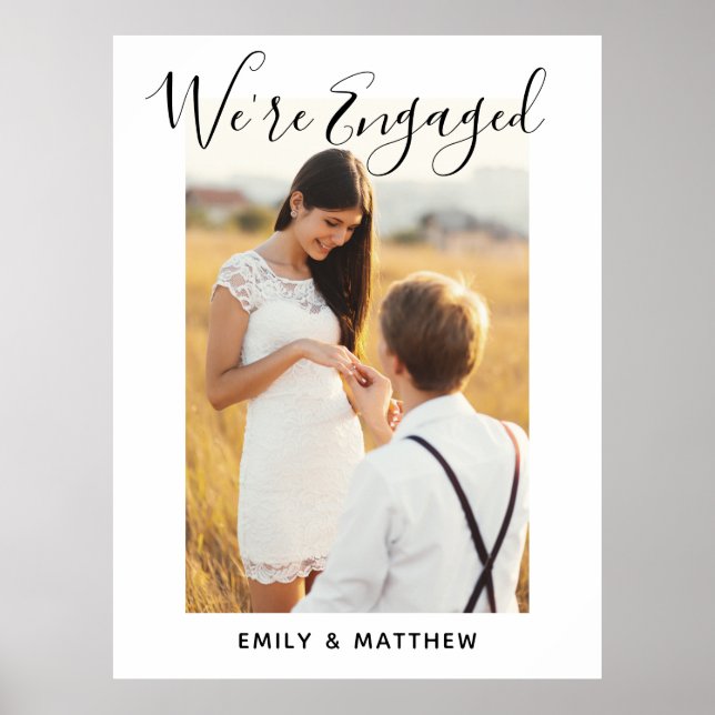 We're Engaged Personalized Photo Engagement Party Poster (Front)