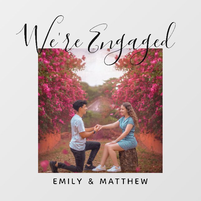 We're Engaged Personalized Photo Engagement Party Wall Decal (Front)