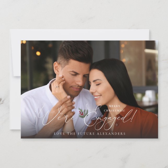 We're Engaged Photo Ele Holly Berry Holiday -WH (Front)