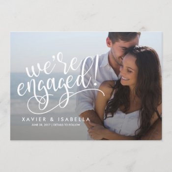 We're Engaged! | Photo Engagement Announcement by PinkMoonPaperie at Zazzle