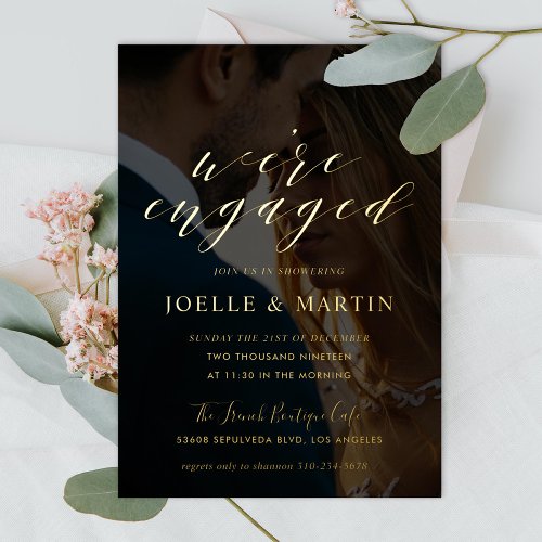 Were Engaged Photo Engagement Party Gold Foil Invitation