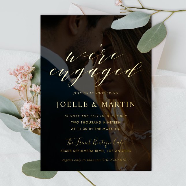 We're Engaged Photo Engagement Party Gold Foil Invitation (Creator Uploaded)