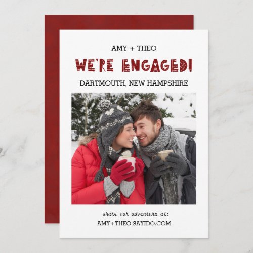 Were Engaged Photo Modern Trendy Cool Engagement Announcement
