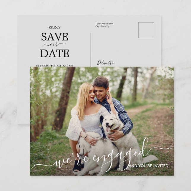 We're Engaged Photo Wedding Save the Date Announcement Postcard (Front/Back)