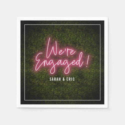 Were Engaged Pink Neon Engagement Party Napkins