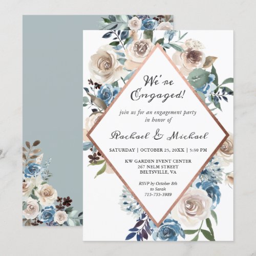 We're Engaged Rustic Boho Floral Engagement Party Invitation