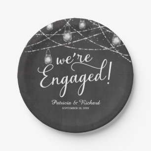 We're Engaged Rustic Chalk Engagement Party Paper Plates