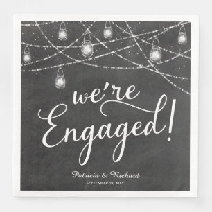 We're Engaged Rustic Engagement Party Chalk Paper Dinner Napkins