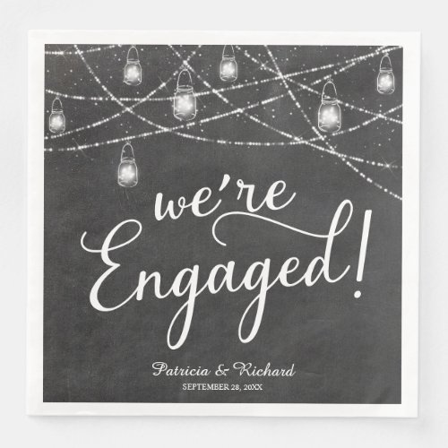 Were Engaged Rustic Engagement Party Chalk Paper Dinner Napkins