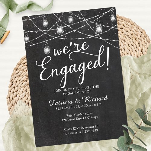 Were Engaged Rustic Engagement Party Invitation