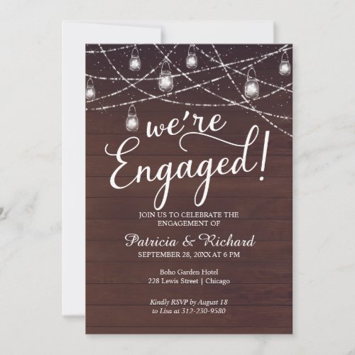 Were Engaged Rustic Engagement Party Invitation