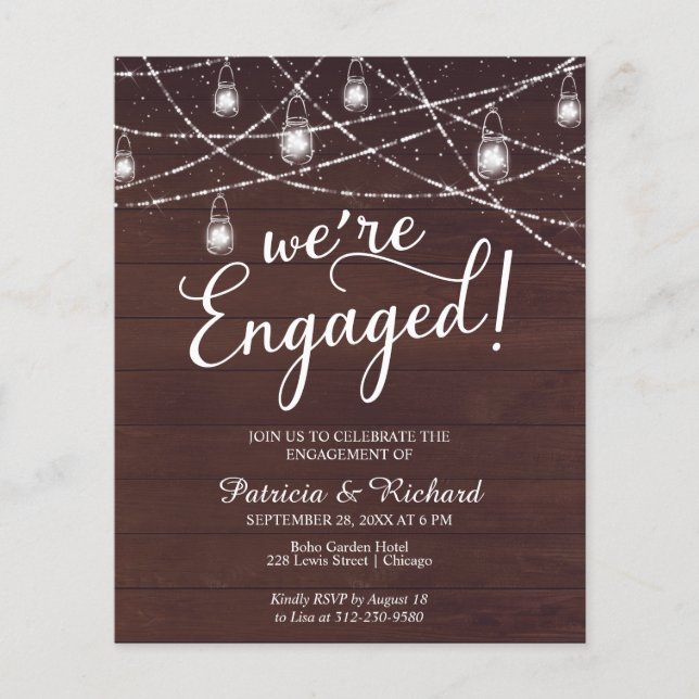 We're Engaged Rustic Engagement Party Invitation (Front)