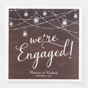 We're Engaged Rustic Engagement Party Paper Dinner Napkins