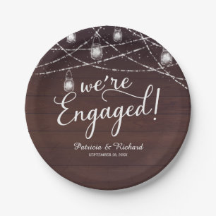 We're Engaged Rustic Engagement Party Paper Plates