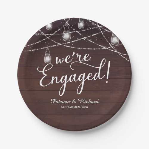 Were Engaged Rustic Engagement Party Paper Plates