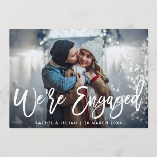 WE'RE ENGAGED rustic script engagement party Invitation