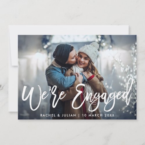 WERE ENGAGED  rustic script engagement party Invitation