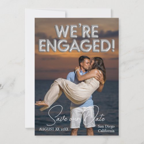Were Engaged Silver Balloons Photo Save The Date