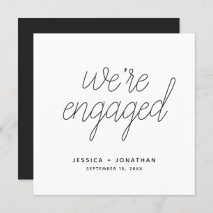 We're Engaged Simple Engagement Party Calligraphy Invitation