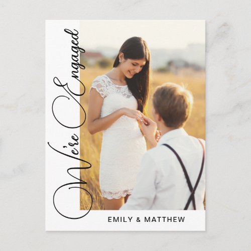 Were Engaged Simple Script Photo Engagement Party Postcard