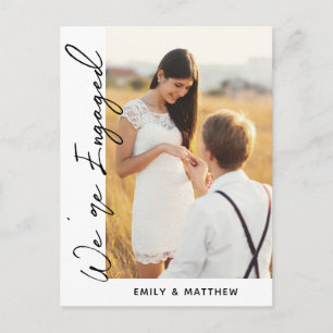 We're Engaged Simple Script Photo Engagement Party Postcard