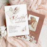We're Engaged Terracotta Engagement Party Photo Invitation<br><div class="desc">We're Engaged - engagement party invitations with the beautiful soft hues pampas grass,  dried palm leaves,  white orchids and bright terracotta flowers.</div>