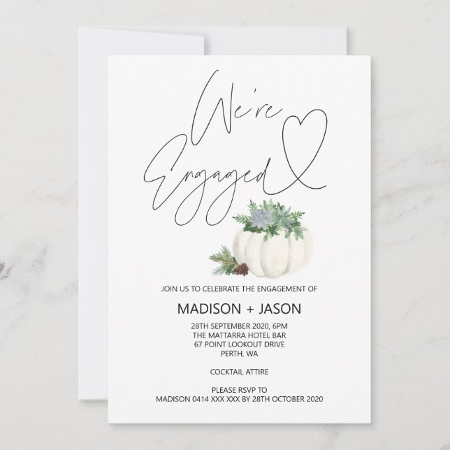 We're Engaged Thanksgiving Fall Engagement Party Invitation (Front)