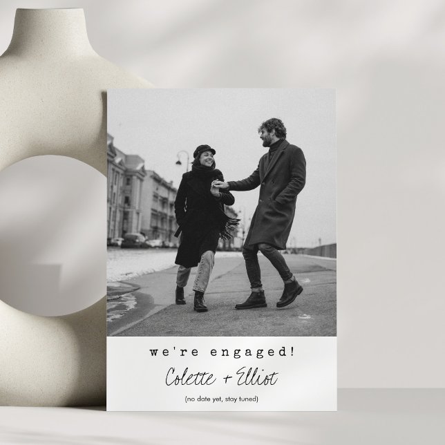 We're Engaged Two Photo Simple Elegant Chic Announcement (Creator Uploaded)