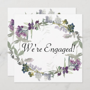 We're Engaged Watercolor Wildflowers Lavender