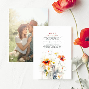 We're Engaged Wildflowers Engagement Party Photo Invitation