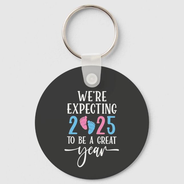 We're Expecting 2025 to Be a Great Year Couples Keychain (Front)