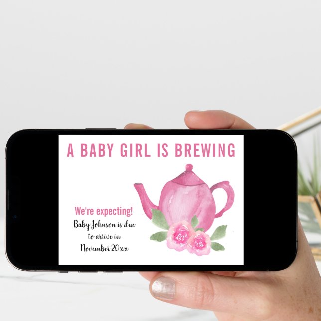 We're Expecting A Baby Girl is Brewing Pregnancy Announcement (Front Digital)