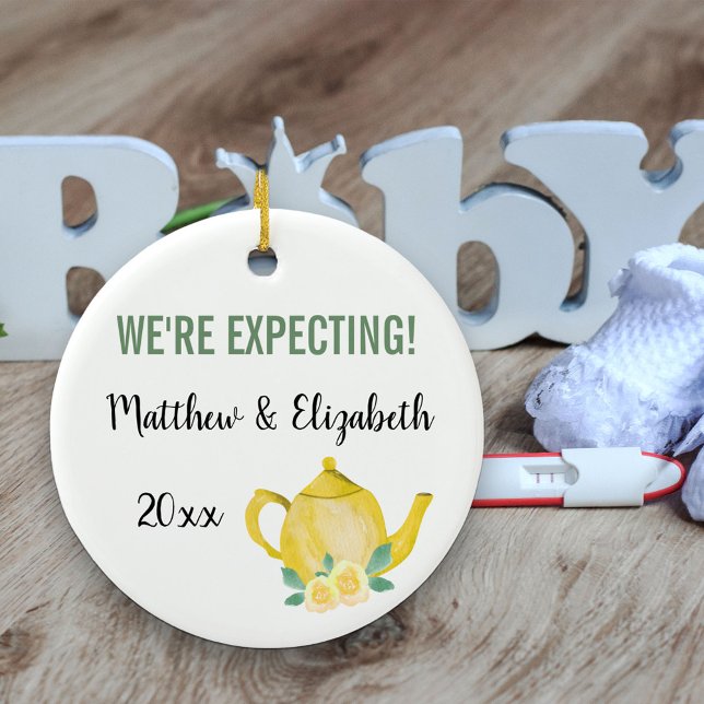 We're Expecting A Baby is Brewing Personalized Ceramic Ornament (Creator Uploaded)