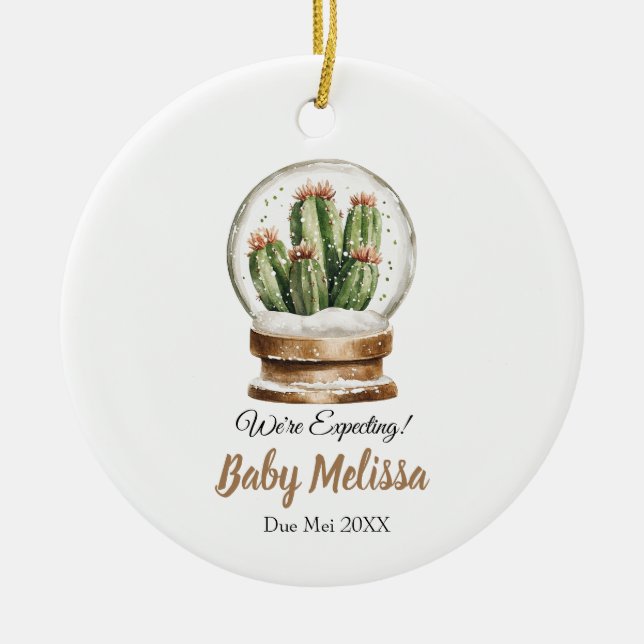We're Expecting Baby Cactus Parents To Be Gift Ceramic Ornament (Front)