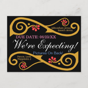 We're Expecting! Blooming Motifs Personalized Announcement Postcard