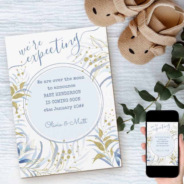 Were Expecting Blue and Gold Foliage Pregnancy Announcement (Creator Uploaded)