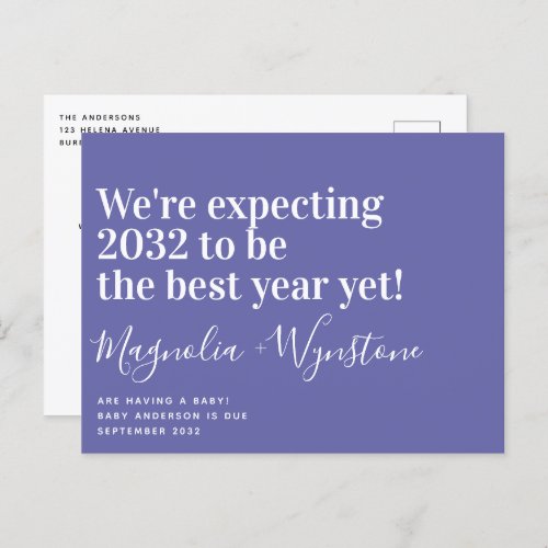 Were expecting Bold Typography Modern Pregnancy Announcement Postcard